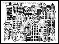 City Buildings designed by Andrew Borloz for Stencil Girl (9 inch by 12 inch)