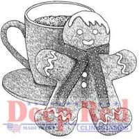Gingerbread Man and Cocoa - Deep Red Cling Stamp