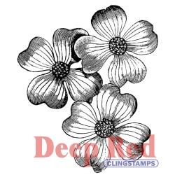 Dogwood Flowers - Deep Red Cling Stamp