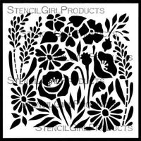 Garden Flowers Tile Small (S796) Stencil designed by Valerie Sjodin for StencilGirl (6