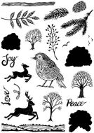 CS216D - Hobby Art Stamps - Janies Collection Lino Cut Christmas