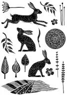 CS208D Hobby Art Stamps - Lino Cut Hares 