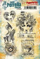Lynne Perrella A5 size PaperArtsy Cling Rubber Stamp Set (No. 47) - LPC047