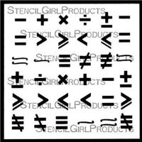 Math Symbols Mini Stencil designed by Cat Kerr for Stencil Girl (4 inch by 4 inch)