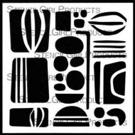 Mid Century Modern Rocks (S586) and Leaves designed by Jennifer Evans for Stencil Girl (6 inch by 6 inch)