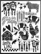 On the Farm Stencil designed by Jessica Sporn for Stencil Girl (9 inch by 12 inch)