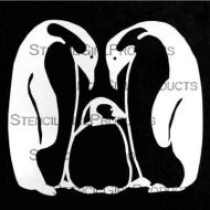 Penguin Family Stencil (S393) designed by Cecilia Swatton for StencilGirl 6 inch by 6 inch