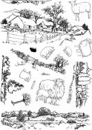 Sheep Scene it A5 Clear Stamp Set by Hobby Art (CS266D)
