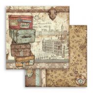 Scrapbooking paper 2 sided (12 inch by 12 inch) Lady Vagabond luggage Stamperia (SBB759)