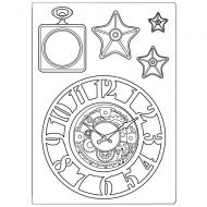 Silicone mould A5 Sir Vagabond clocks and stars Stamperia (KACM07)