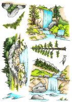Waterfalls A5 Clear Stamp Set by Hobby Art (CS294D)