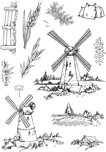 Windmills A5 Clear Stamp Set by Hobby Art (CS292D)