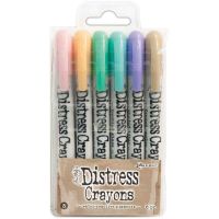 Tim Holtz *UK ONLY* Distress Crayon Set Number 5 (Spun Sugar, Dried Marigold, Cracked Pistachio, Tumbled Glass, Shaded Lilac, Frayed Burlap)