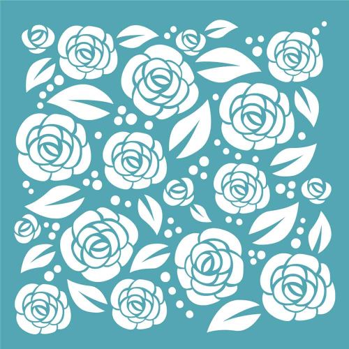 Looking Rosy (ST0612) 145mm square stencil by Funky Fossil Designs