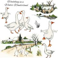 Waddling in a Winter Wonderland (CS349D) designed by Sharon File for Hobby Art Stamps