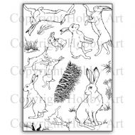 Boxing Hares A5 Clear Stamp Set by Hobby Art (CS316D)