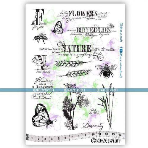 Flowers & Nature (KTZ274) A5 Unmounted Rubber Stamp Set by Isa.C.Craft for Katzelkraft