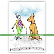 Gentleman and Dog (SOLO109) Single Unmounted Rubber Stamp by Katzelkraft