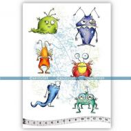 Silly Monsters (KTZ193) A5 Unmounted Rubber Stamp Set by Katzelkraft