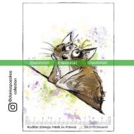 Thoughtful Cat (SOLO178) Single Unmounted Rubber Stamp by Katzelkraft