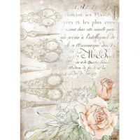 A4 Rice Paper Packed - Romantic Threads Scissors And Roses (DFSA4565) by Stamperia