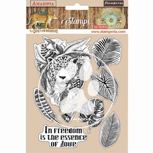 HD Natural Rubber Stamp 14X18 cm - Amazonia Jaguar (WTKCC192) by Stamperia