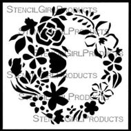 Circle of Flowers Stencil (S892) designed by Jennifer Evans for StencilGirl (6 inch by 6 inch)