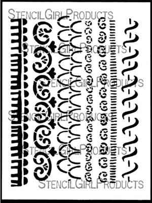 Curlicue Daily Border Starters Stencil (L508) designed by Janet Joehlin for StencilGirl (9 inch by 12 inch)