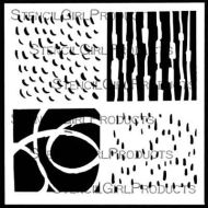 MB Makes Marks 4-Up Stencil (S891) designed by Mary Beth Shaw for StencilGirl (6 inch by 6 inch)