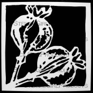 Poppy Seed Stems Stencil (S913) designed by Cynthia Silveri for StencilGirl (6 inch by 6 inch)