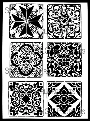 Portugal Tiles Stencil 9 inch by 12 inch (LL1077) by Laurie Mika for StencilGirl