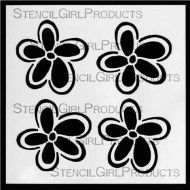 4 Flowers Stencil (S091) designed by Terri Stegmiller for StencilGirl (6 inch by 6 inch)