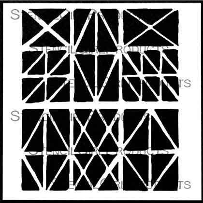 Diamonds and Triangles Small Stencil (S427) designed by Andrew Borloz for StencilGirl (6 inch by 6 inch)