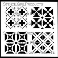 Four Tribal Patterns Stencil (S421) designed by Andrew Borloz for StencilGirl (6 inch by 6 inch)