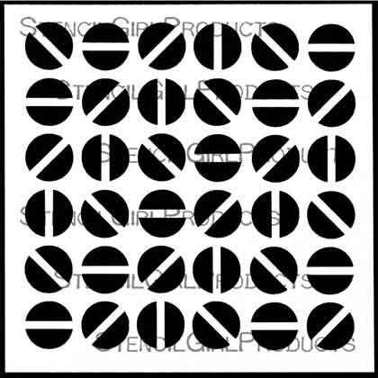 Screw Heads Small Stencil (S428) designed by Andrew Borloz for StencilGirl (6 inch by 6 inch)