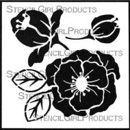 Woodcut Roses Stencil (S313) designed by Desiree Habicht for StencilGirl (6 inch by 6 inch)