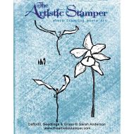 Daffodil, Seedlings & Grass A6 Rubber Stamp by Sarah Anderson for The Artistic Stamper (cling mounted)